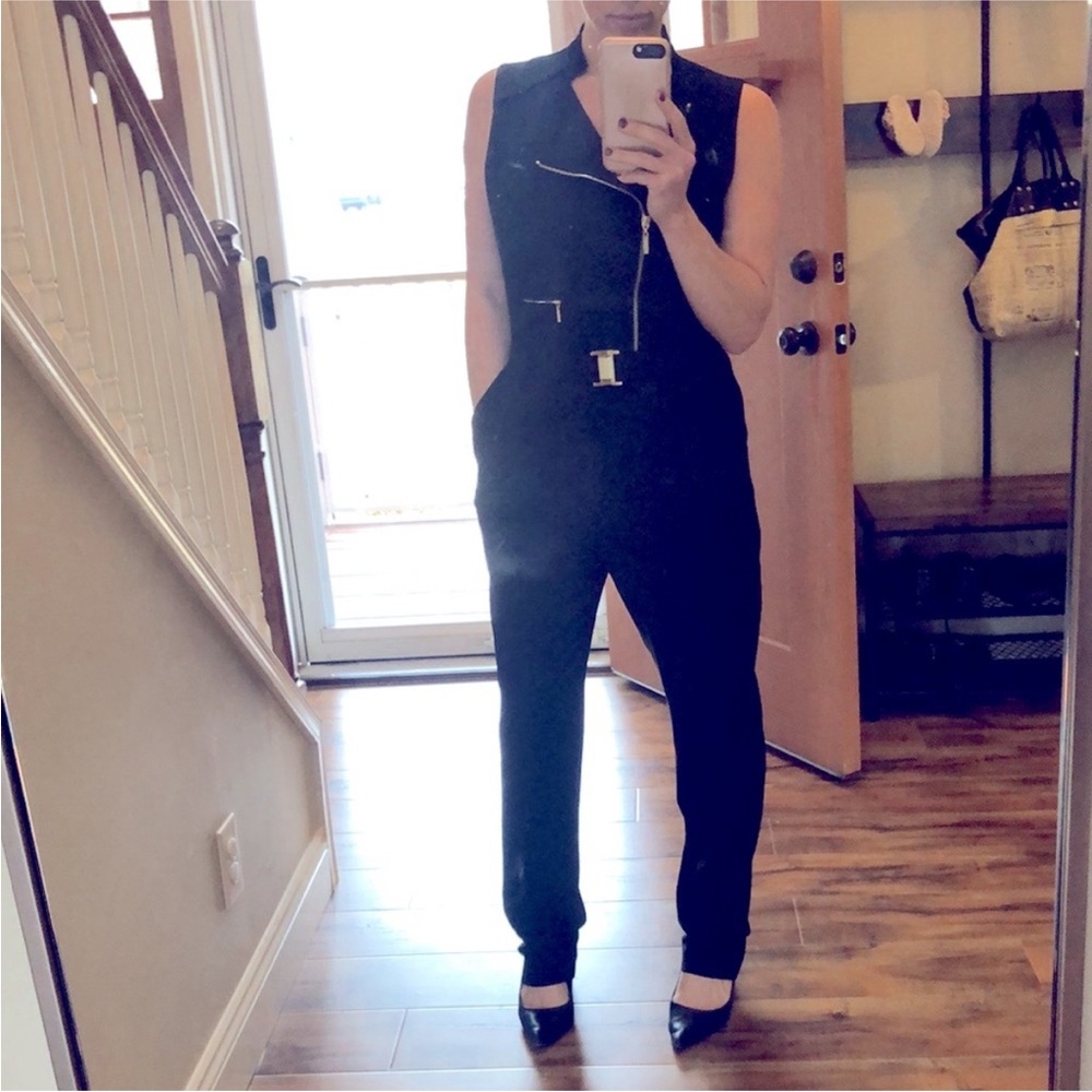 MARCIANO black Sleeveless Jumpsuit with gold accents sz. 10